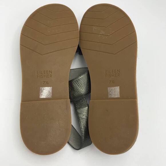 Eileen Fisher Max Metallic Espadrille Sandals - Picture 8 of 9